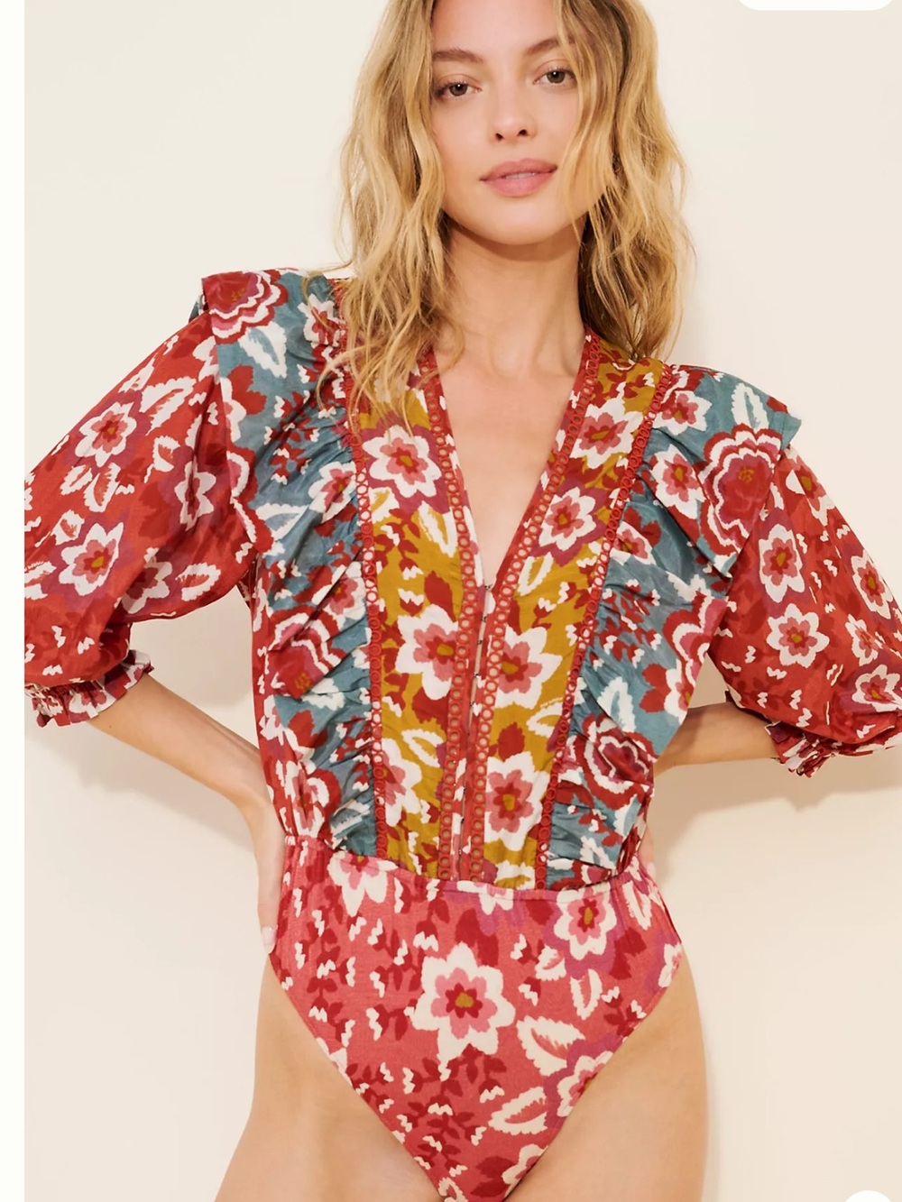 FARM Rio Puff Sleeve Bodysuit XS